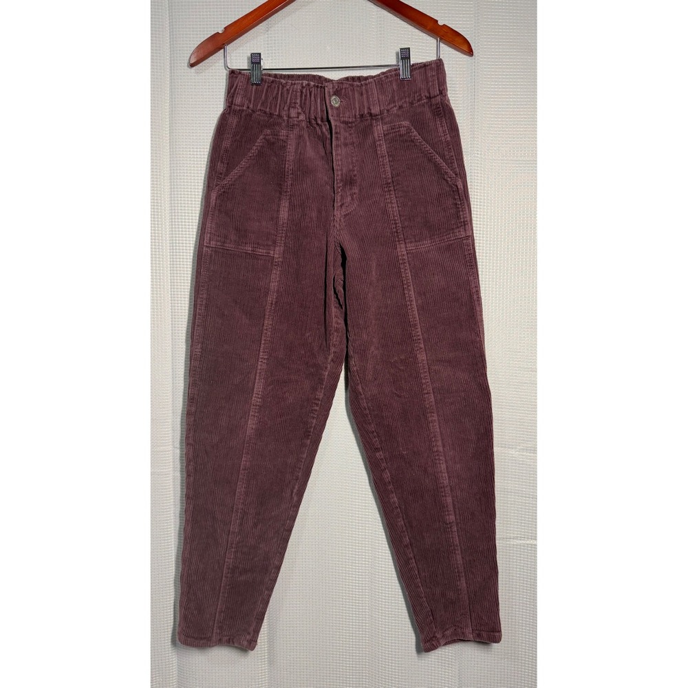 Forever 21 Womens Corduroy Pants Plum Elastic‎ Waist High Rise M